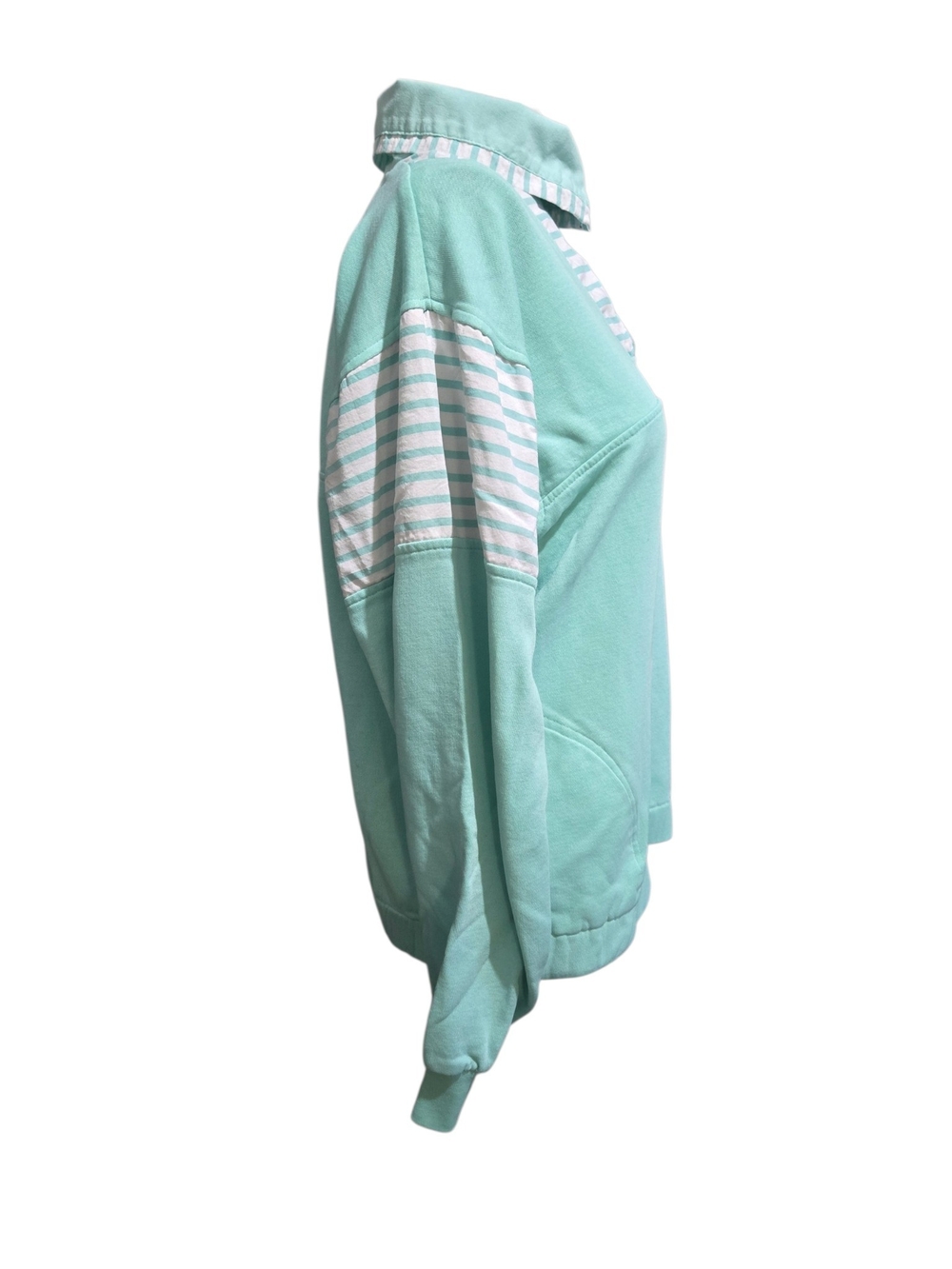 Vintage Guitarra Mint Green Striped Quarter Zip Pullover L - Picture 2 of 9